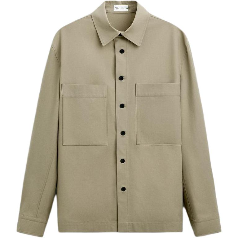 

Zara Solid Color Simple Comfortable Shirt Jacket Men Outerwear Beige Green 5925035-714 L