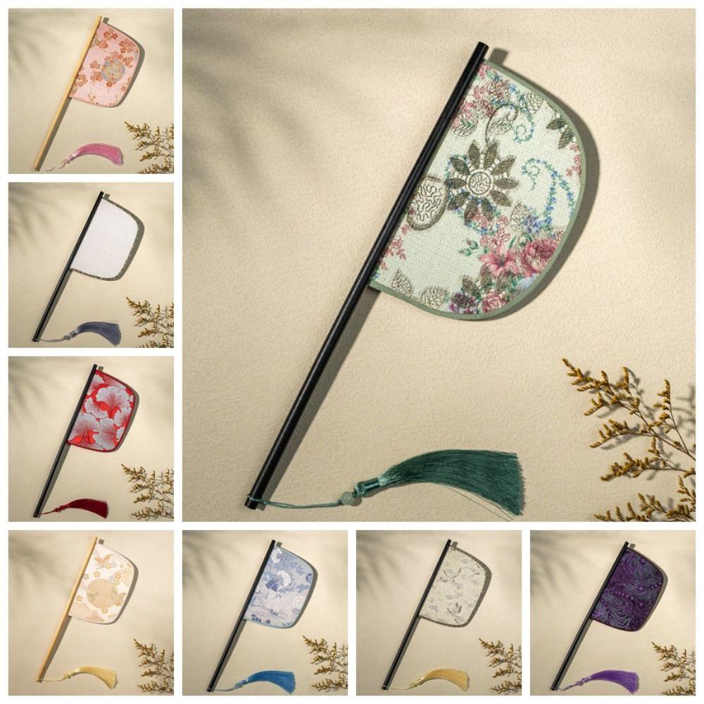 Long Handle Chinese Style Fan Exquisite Decorative Fan Home Decoration Hand Held Fans  Summer