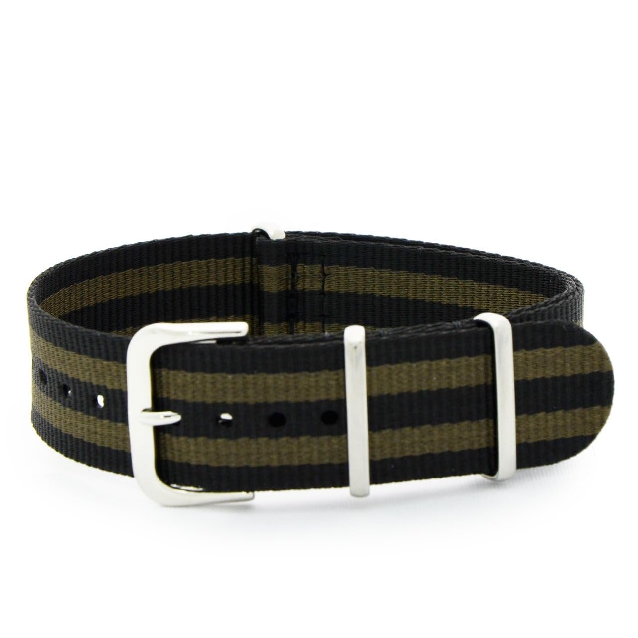 Watch Strap, Nylon Belt, Replacement Nylon Strap, TYPE NATO, CASSIS, Replacement Tool Included, 18mm, Black x Khaki