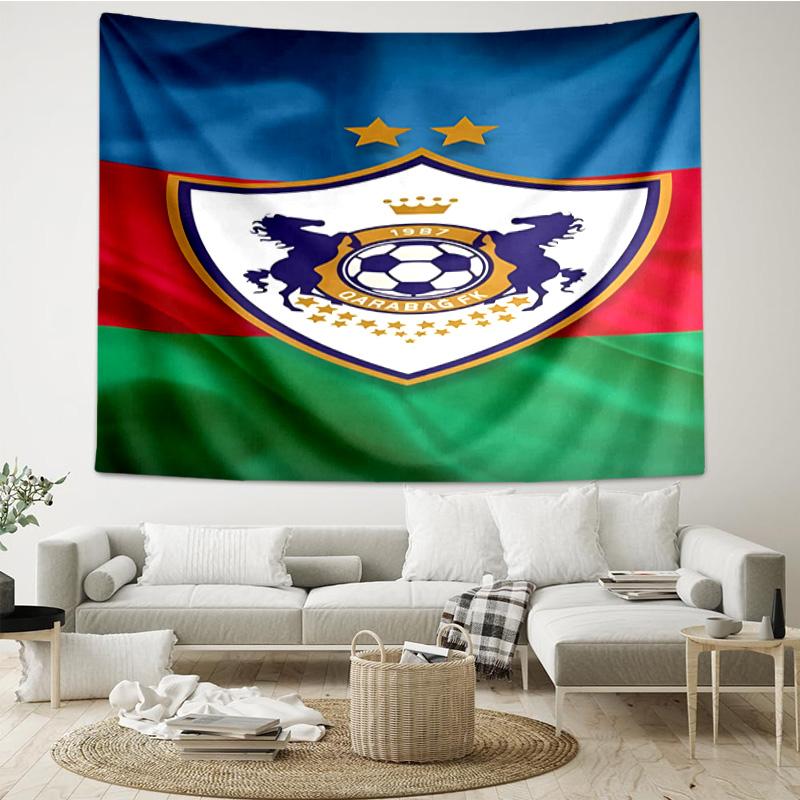 Qarabag Soccer Team Crest Design Tapestry Room Decoration Wall Hanging for Living Room Bedroom, Dormitory, Birthday and Christmas Gifts