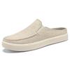 Men's Casual Cotton Linen Backless Moccasins - Solid Color Low-Top Slippers