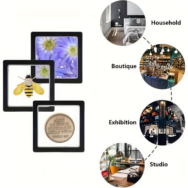 10Pcs Floating Display Case Jewelry Storage Box Holder Stands Transparent Frame Gift Box Dustproof Stackable Coin Medals