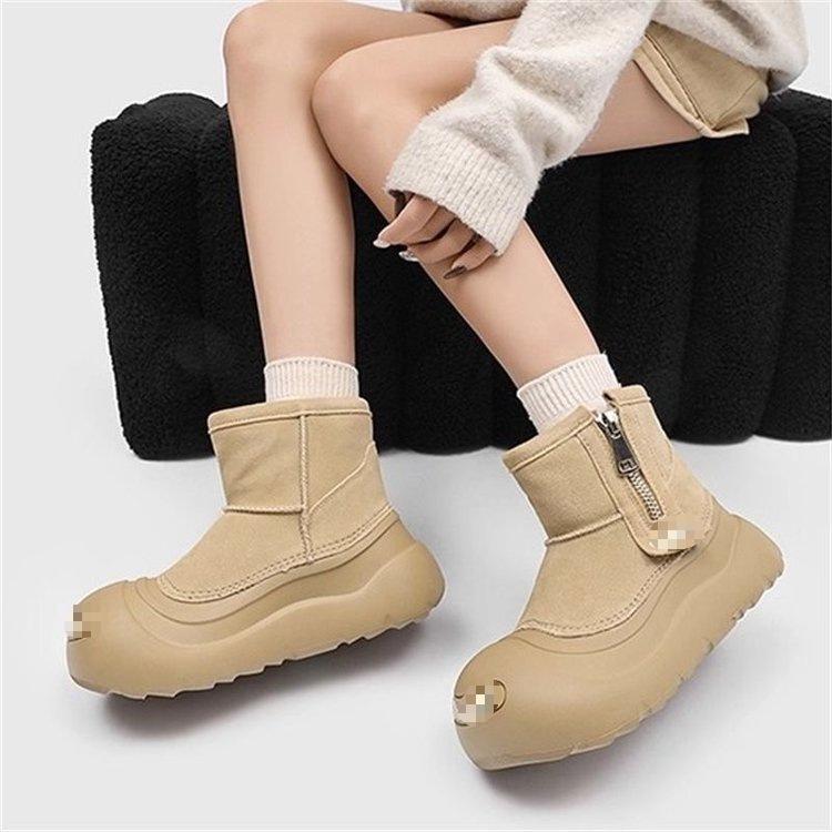 Small thick-soled snow boots, new velvet thickened warm snow cotton shoes, winter big-headed cotton boots