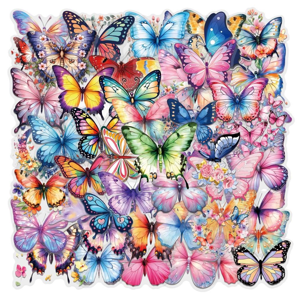 Lot de 60 Autocollants Papillon Colorés - Décalcomanies Transparents en PET Imperméables pour Guitares et Cahiers Magasin RecordingYourLife