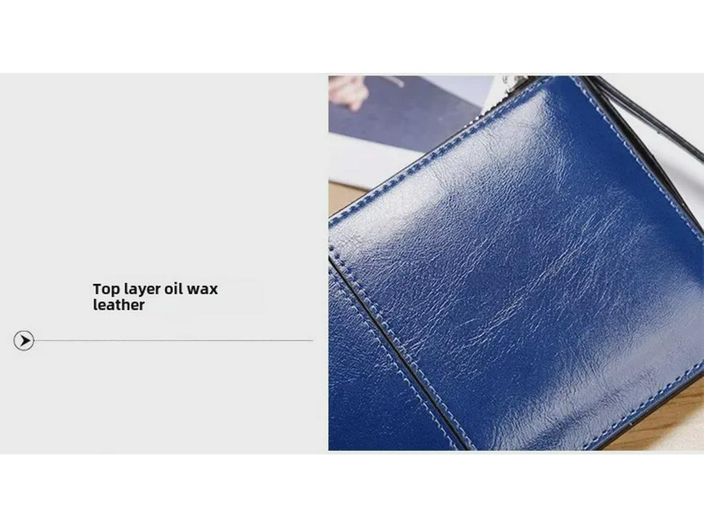 Lonny Women's Korean Style Wax Leather Long Wallet with Zipper and Buckle Large Capacity Clutch