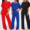 Women's Plus Size Lace-up Button Short Sleeve Jumpsuit - 7 Colors, Spring/Summer Collection