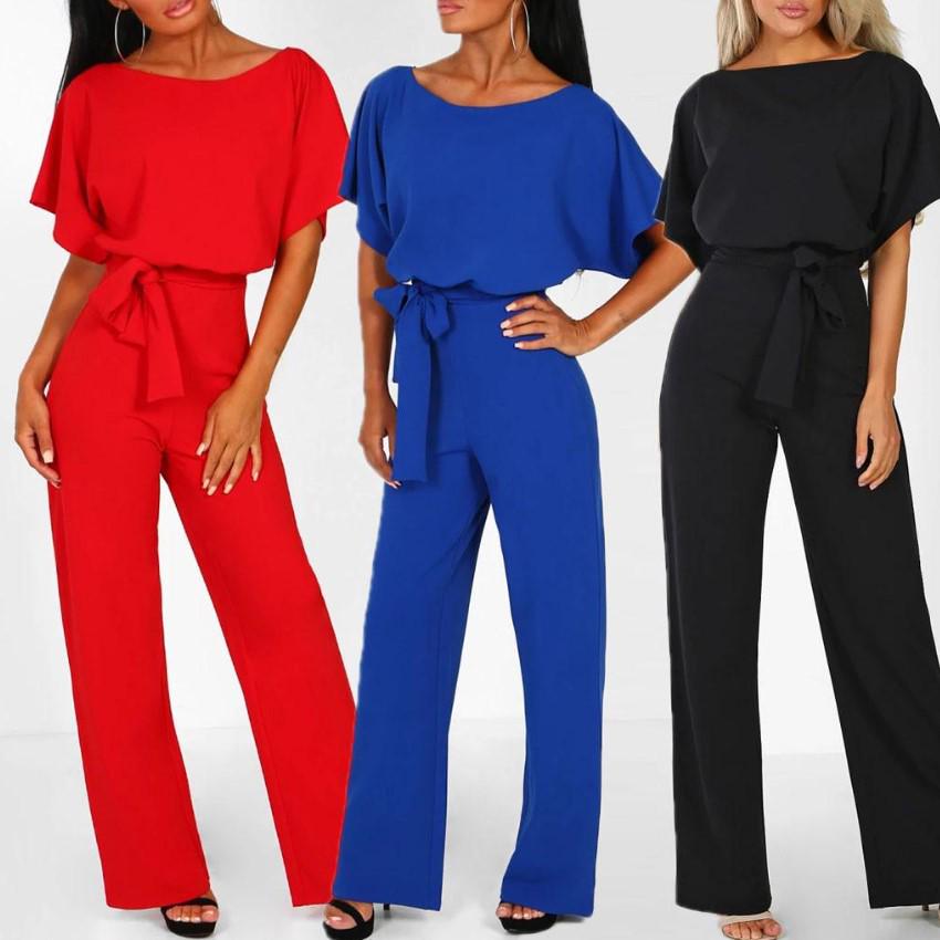 Damen Übergröße Schnürung Knopf Kurzarm Jumpsuit - 7 Farben, Frühling/Sommer Kollektion