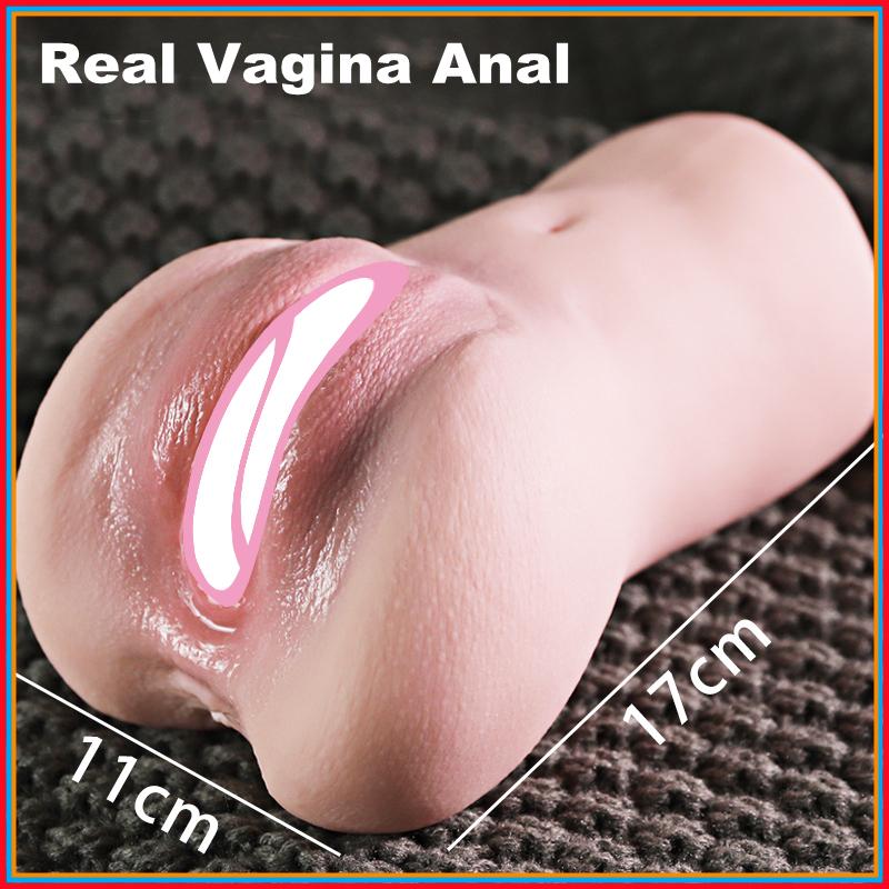 Male Masturbator Real Vagina Pocket Pussy with Two Hole Sucking Penis Sex Toys for Men Glans Stimulate Soft Silicone Vagina