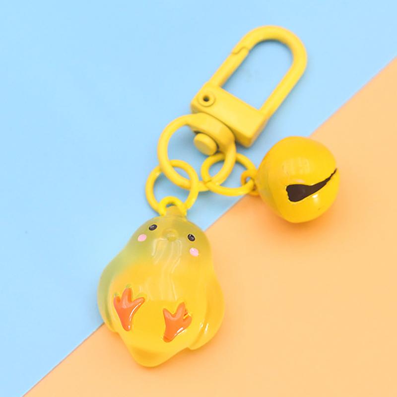 

Luminous Peace Chicken Key Chain Cartoon Animal Doll Pendant Little Yellow Chick Key Ring Backpack Charms Car Bag Decor as the picture