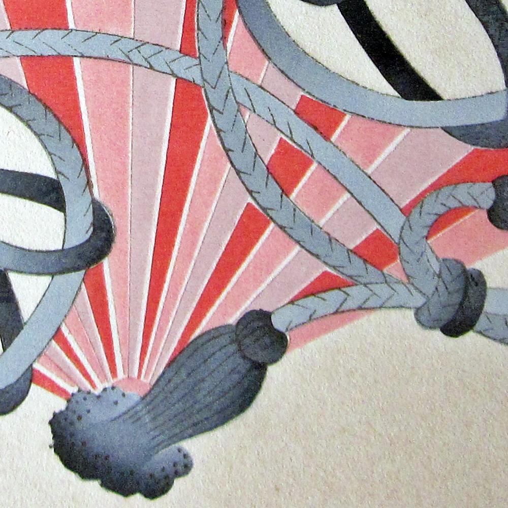 [USED] Antique woodblock print, knot pattern, Aoi