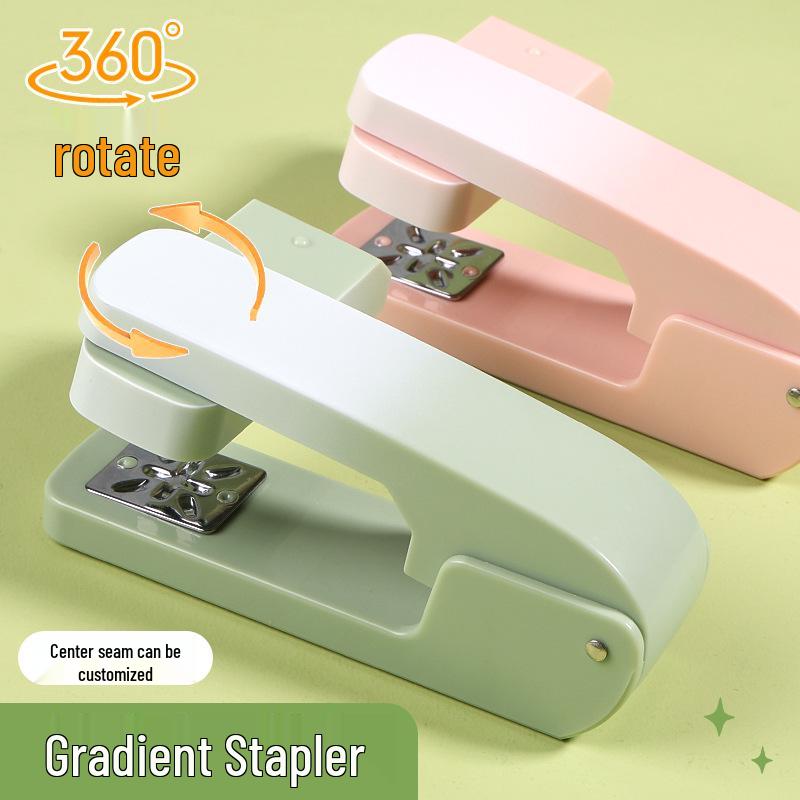 Gradient Color Rotatable Stapler: Large, Effort-Saving, Portable Student & Office Stitching Tool