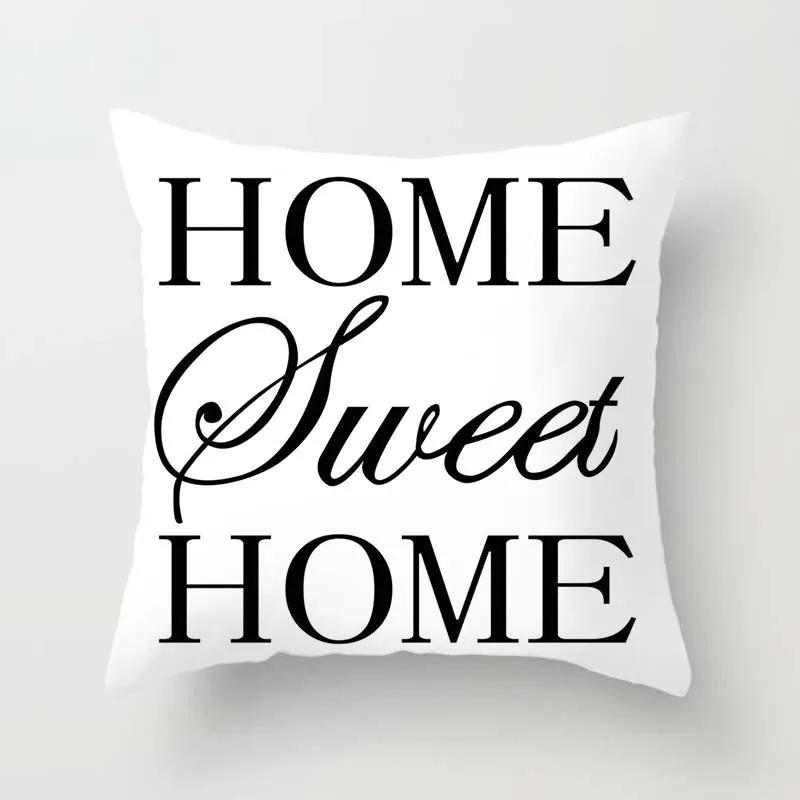 Gray White Black Letter Home Decoration Pillowcase Square  Party Sofa  Office  Cushion Cover