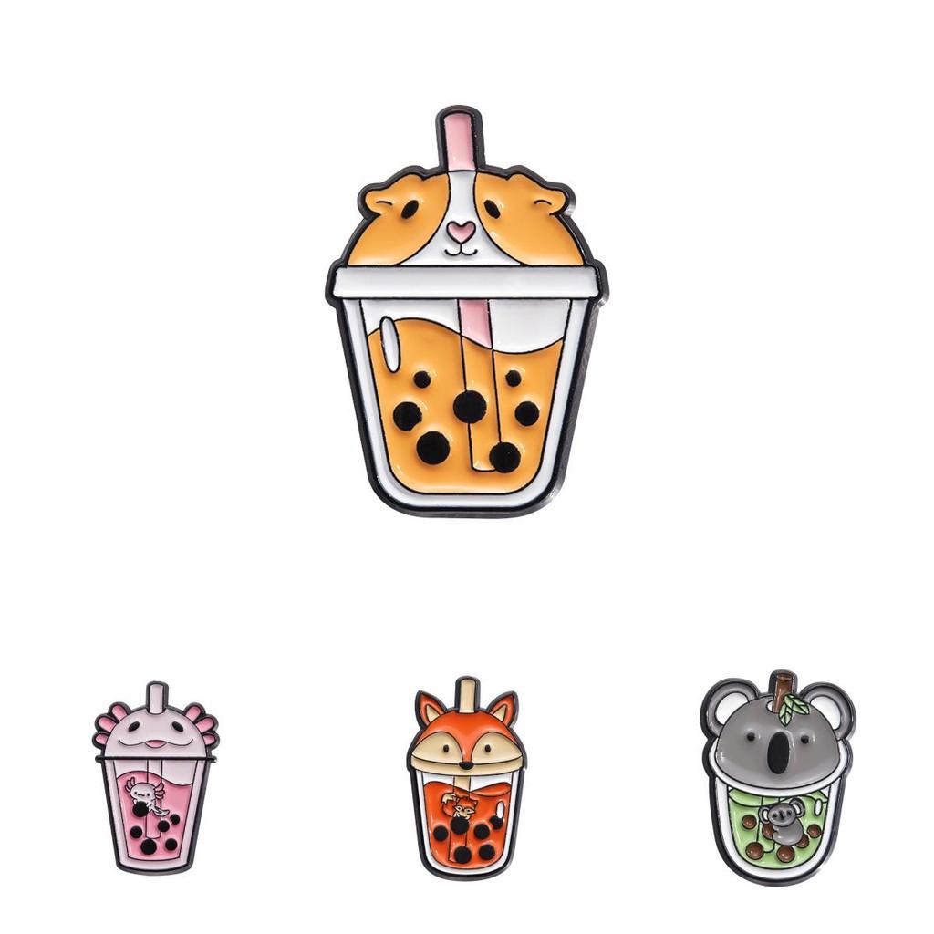 Frog Adorable Cartoon Fox Capybara Brooch Cute Pearl Milk Tea Cup Accessory Style
