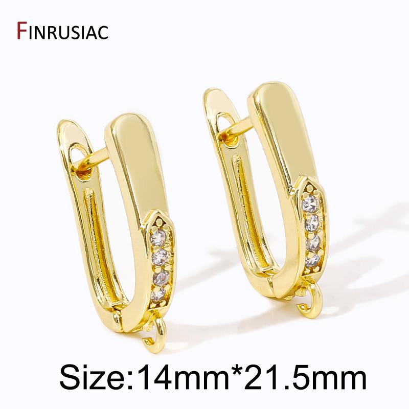

18K Gold Plated Brass Earring Fixtures,Zircon Shvenzy Ear Wire Earring Hooks For DIY Earring Jewelry Making Supplies Accessories 1 pair