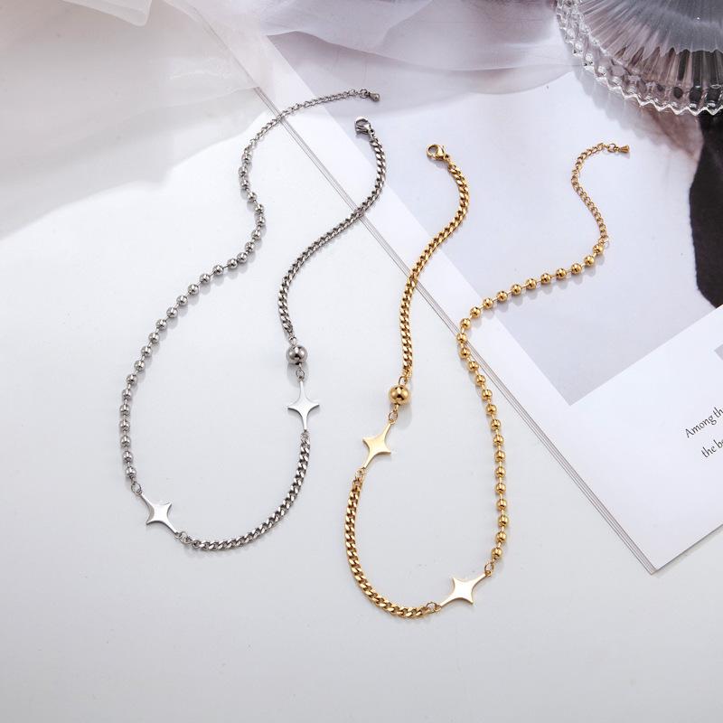 

Titanium Steel Star Spliced Necklace: Non-Fading Trendy European & American Style for Women