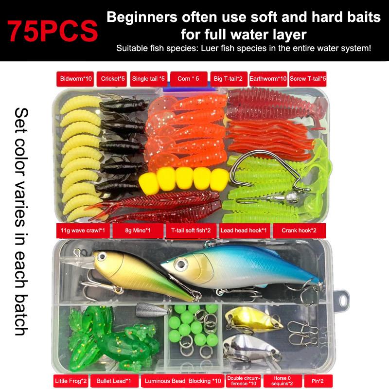 Fishing Lure Kit Soft And Hard Bait Set Gear Layer Jig Spoon For Bass Pike Crank Tackle Accessories With Box
