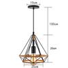 Vintage Pendant Light E27 Iron Diamond Shape Rope Lamp Loft Cage Light for Kitchen Dining Bedroom Hanging Ceiling Lamp
