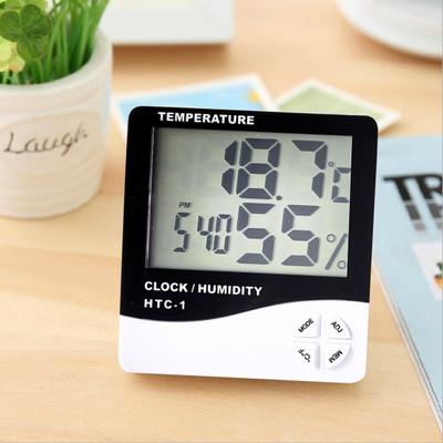 HTC-1 Temperature Humidity Meter Multifunctional Alarm Clock Four Buttons Digital