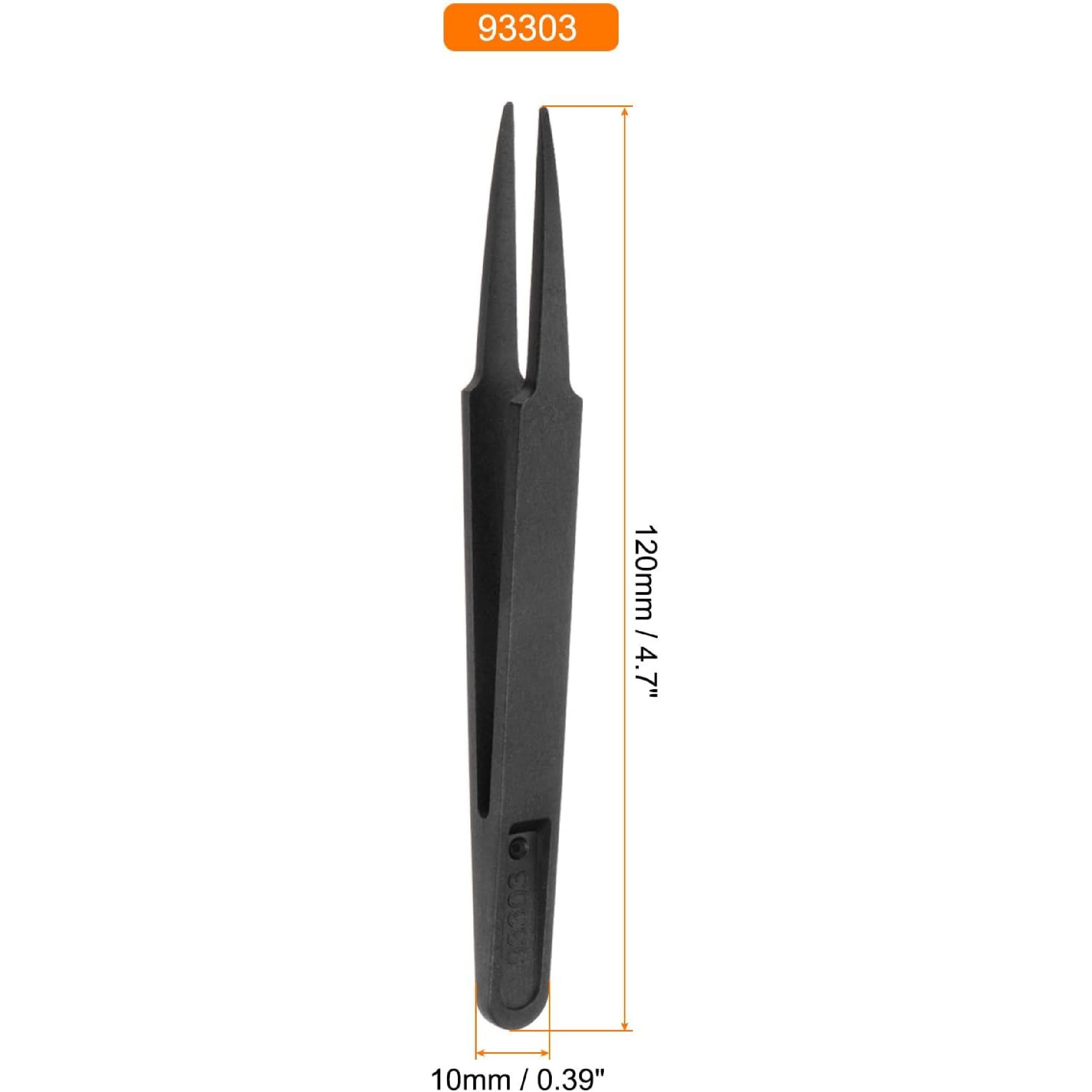 HARFINGTON 3Pcs 93303 Precision Plastic Tweezers Kit 120mm Anti-static Round Head Craft Tweezers Set for Electronics Jewelry Making Laboratory Work