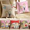 C-charlieS and Lola Anime Pillow Case Anti-dustmite Pillowcase Invisible Zipper Silky Sofa Cushion Cover