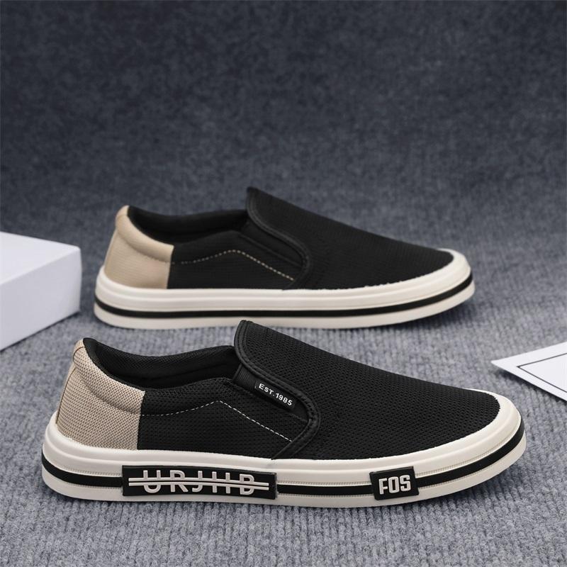 Fashion Men Canvas Shoes 2026 New High Quality Men Casual Shoes Mesh Breathable Slip On Loafers Comfort Anti-slip Walking Shoes
