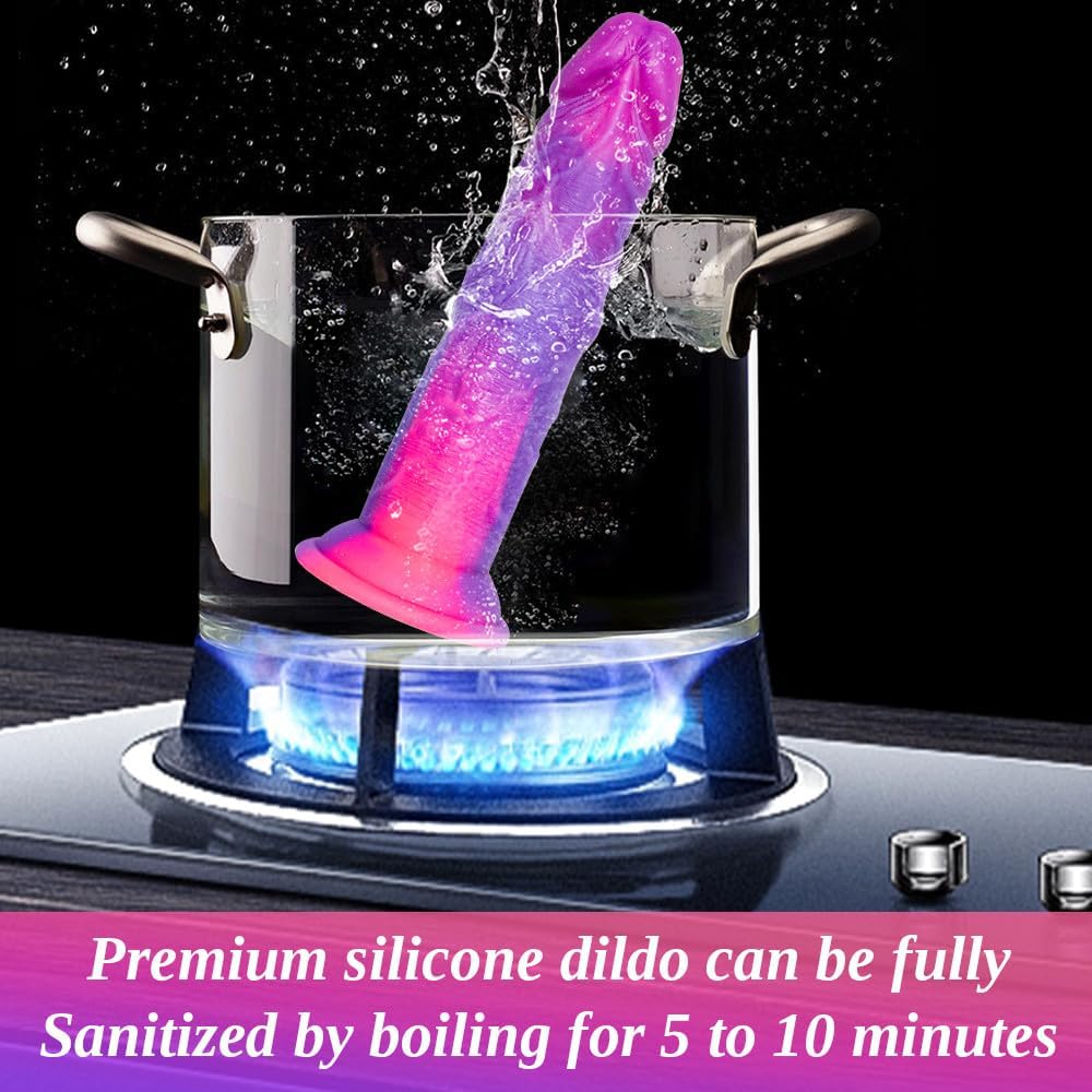 Liquid Silicone Realistic Anal Dildo Soft for Beginners, G Spot Dildo, Lifelike Penis Pink Colorful Funny Dildo Adult Sex Toys for Couples Lesbians