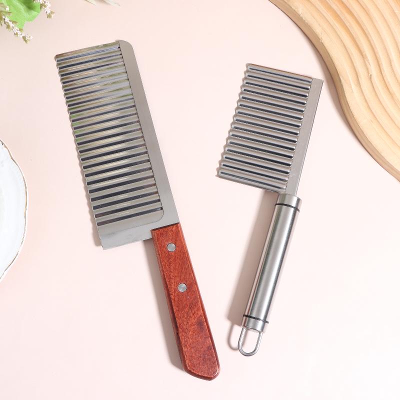 Stainless Steel Crinkle Cut Potato Slicer Wavy Blade Cutter Potato Chopper For Vegetable Chip Making Kitchen Cooking Tool