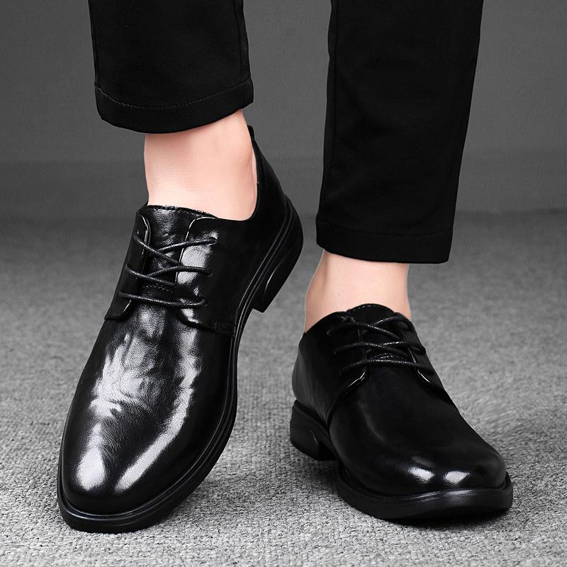 Men's Autumn Business Leather Shoes - British Style, Comfortable Lace-up, Top Layer Cowhide Casual Shoes