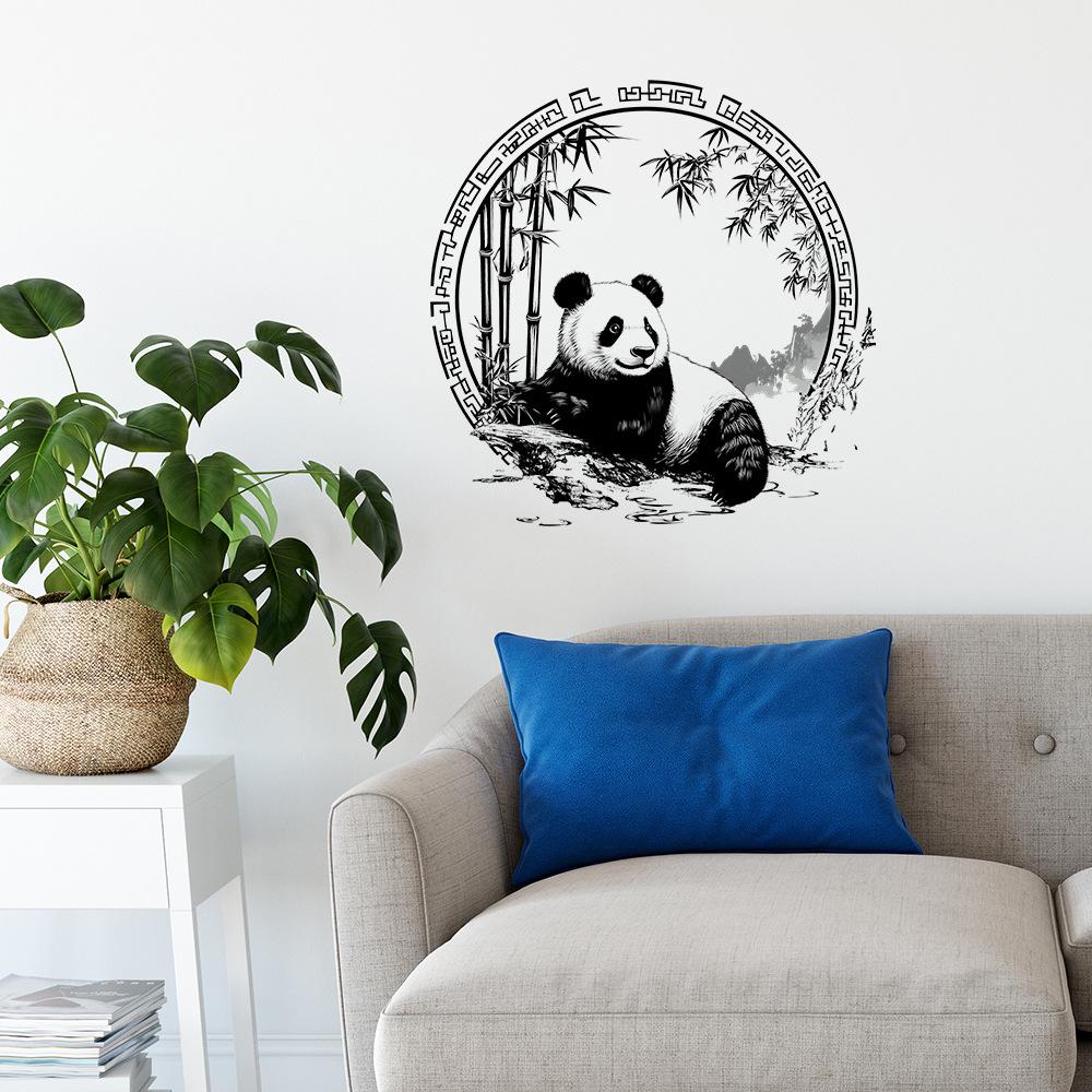 Simple Chinese Style Small Panda Bamboo Bedroom Living Room Beautification Decoration Wall Stickers