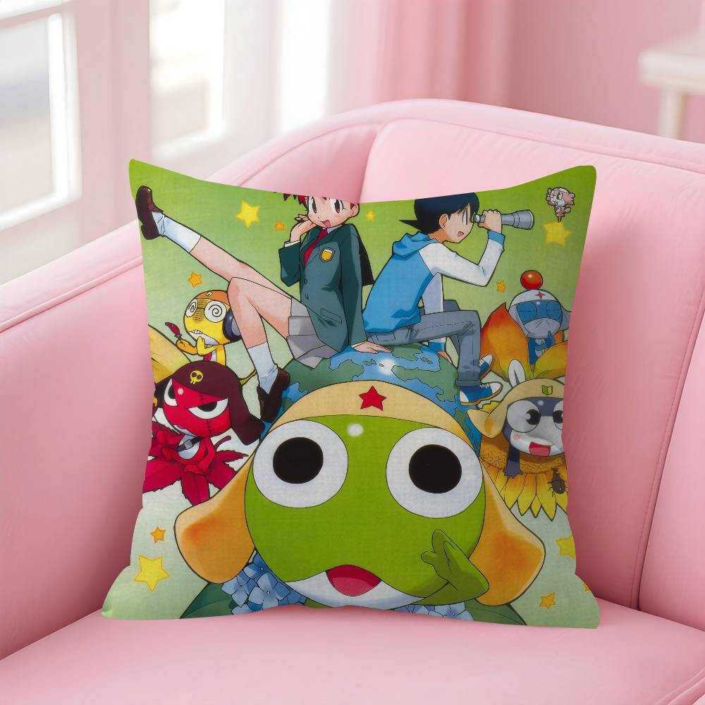 Funny Cartoon K-Keroro Gunsou Frog Cushion Cover Pillow Cover Decor Pillowcase Printed Cushion Case For Couch