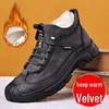 Men's 2023 Winter Non-Slip Northeast Snow Boots - Genuine Leather & Wool, Plus Velvet, Warm & Thick Cotton Shoes