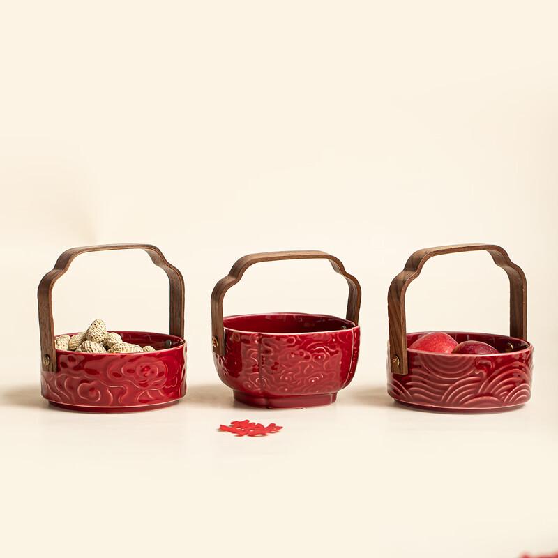 Chinese Ceramic Camellia Snack Plate Set