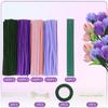 Pipe Cleaners Set for Crafts Pipe Cleaners Bouquets DIY Kit Pipe Cleaners Flowers Making Accessories Set for Greeting Cards Party Decorations