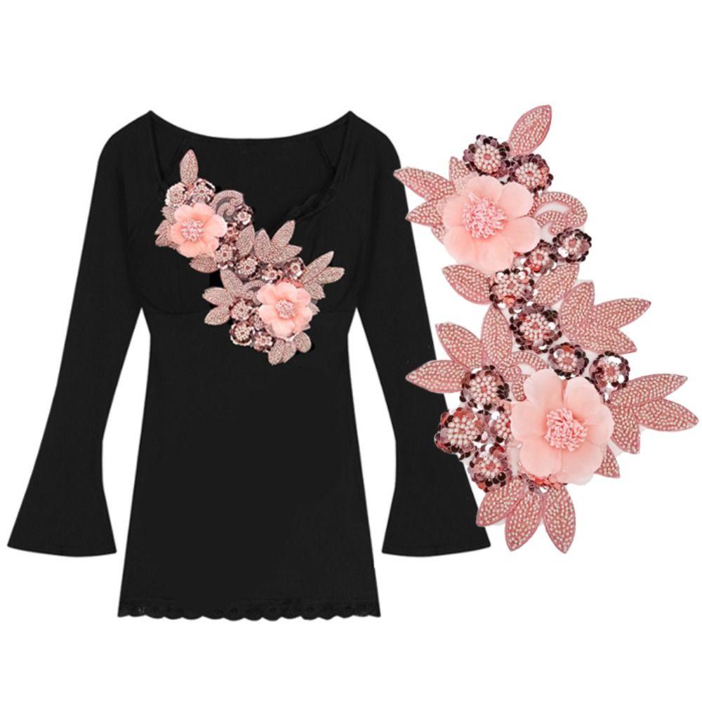 Lace Fabric Cloth Patch DIY Crafts Cloth Applique Wedding Dress Flower Embroidery Applique Sewing