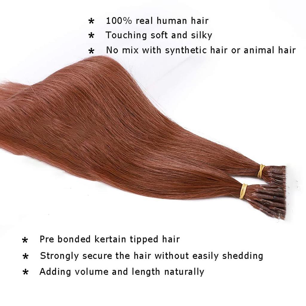 ALISY Human Hair NAIL U TIP Tip Remy Hair Colored Wig Set Extensions, Extensions, Extensions, 50-Piece (16-inch, 33#)