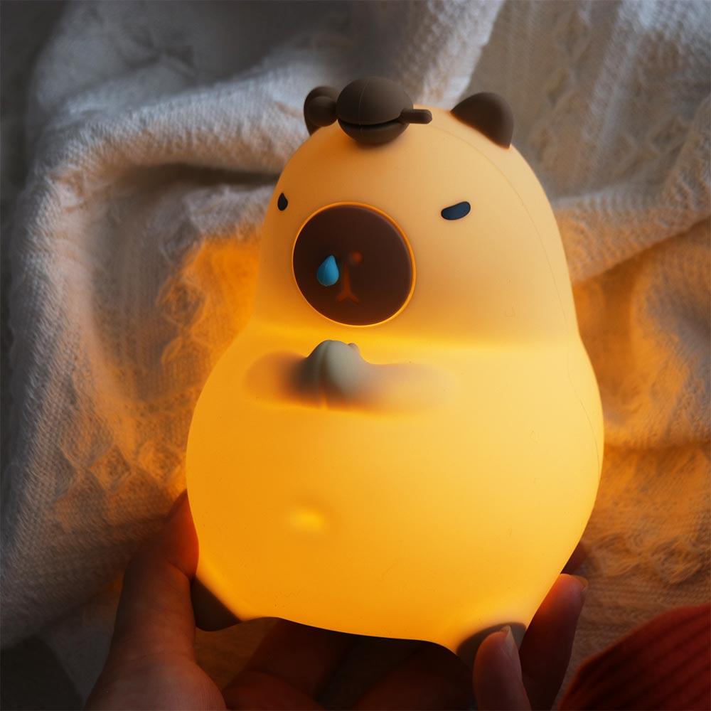 USB Rechargeable Capybara Night Light Eye Protection Soft Light Guinea Pig Night Light LED Capybara Shape Capybara Silicone Lamp