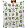 COCK PLANTS CACTUS GREEN WATERCOLOR Throw Blanket Single sofa bed Blankets Sofas Of Decoration Plush Blankets