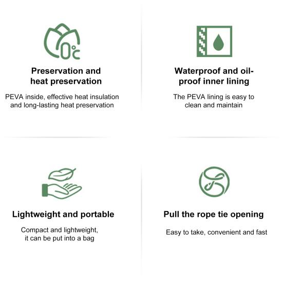 Insulated Lunch Bag Large Capacity Portable Office Beach Picnic Storage Bag Leak-proof Leaf Print Thermal Cooler Pouch Drawstring Handbag