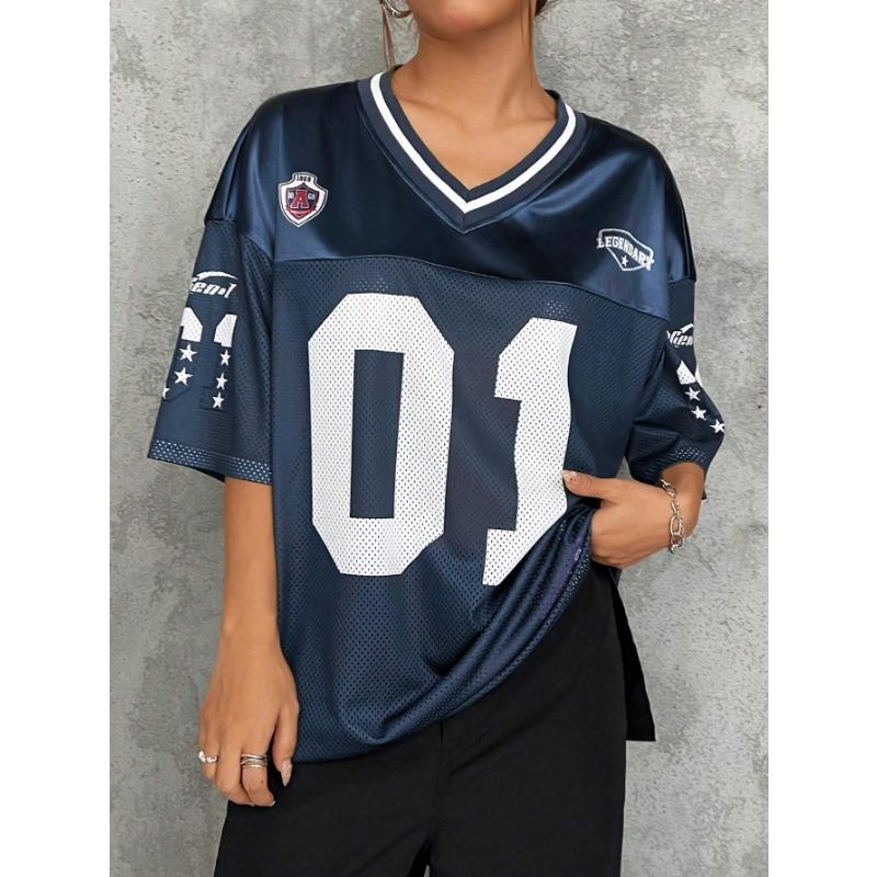 

Женская футболка Los Angeles Coolane Summer Drop Shoulder Oversize Football Jersey Tee с принтом букв для пары в одном стиле S