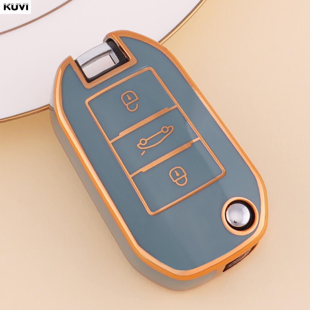Hot TPU Car Flip Key Case Cover Shell For Peugeot 208 308 408 508 2008 3008 4008 5008 For Citroen C3 C4 CACTUS C6 C8 Accessories