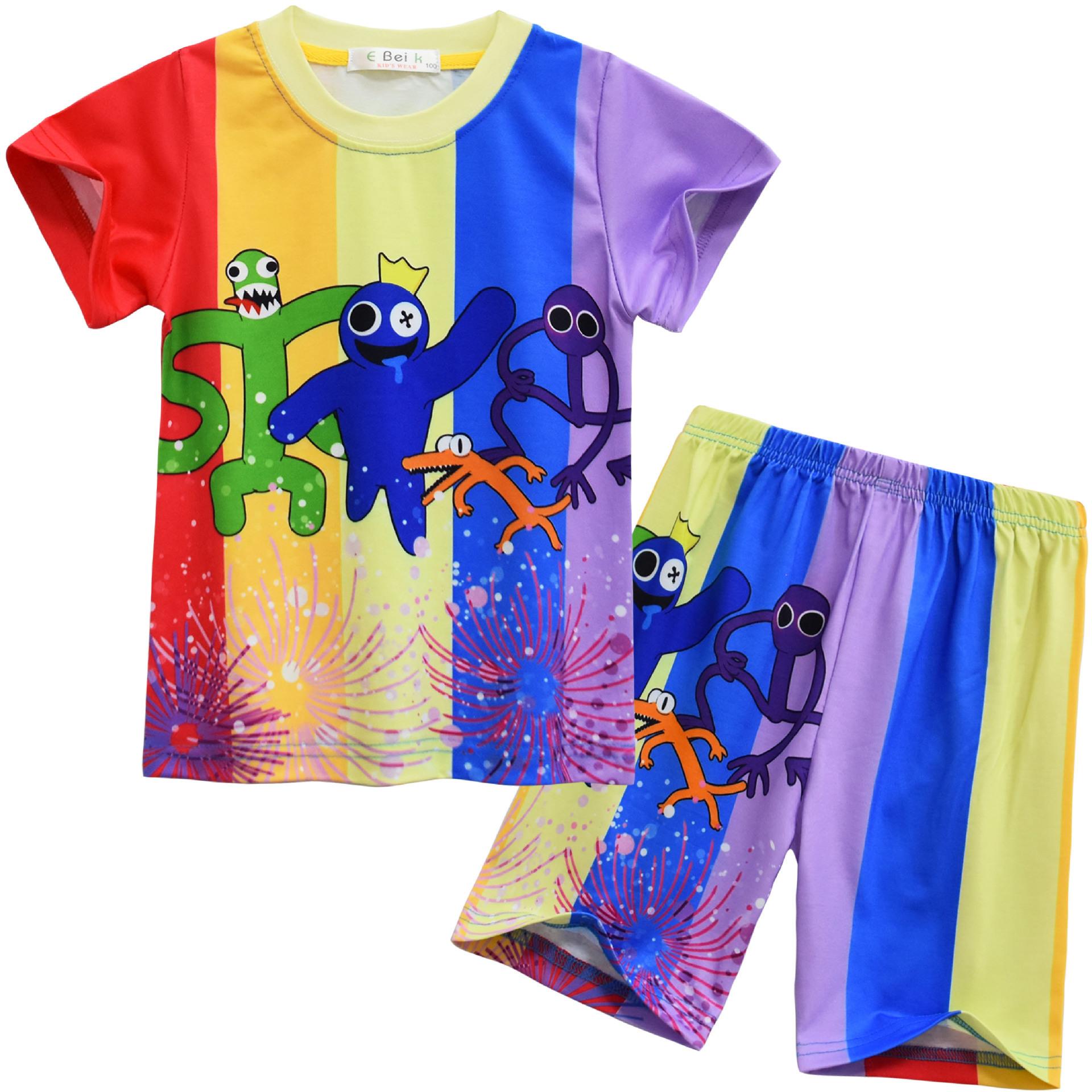 Spring Children, Cartoon Digital Printing Set, Children S Short-Sleeved Loungewear Set 91016 110
