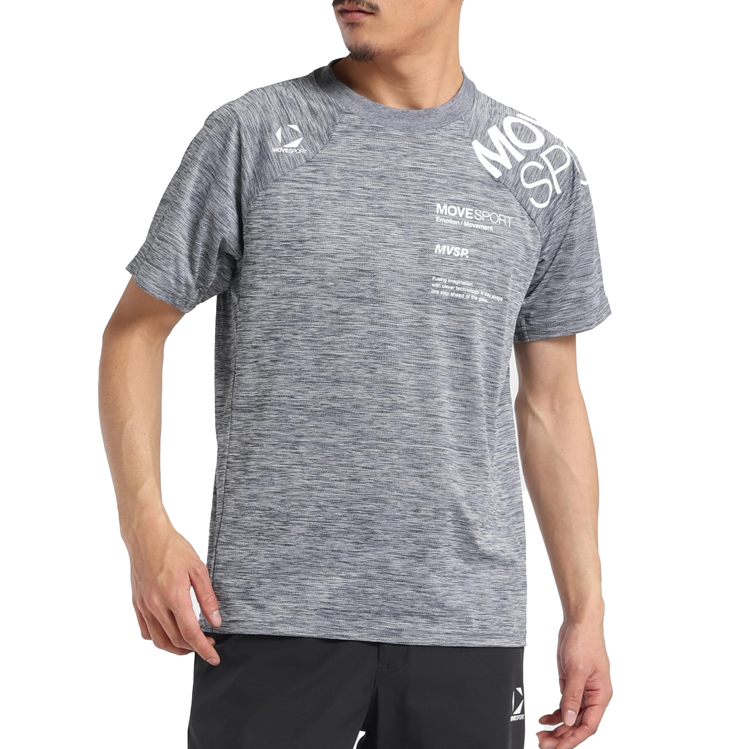 

MOVE SPORT Breathe Plus Short Highly Crew DMMPJA61 BK01 T-Shirt, Sleeve, Stretch, Moisture-Wicking, Quick-Drying, Breathable, Neck, Men s, DESCENTE,