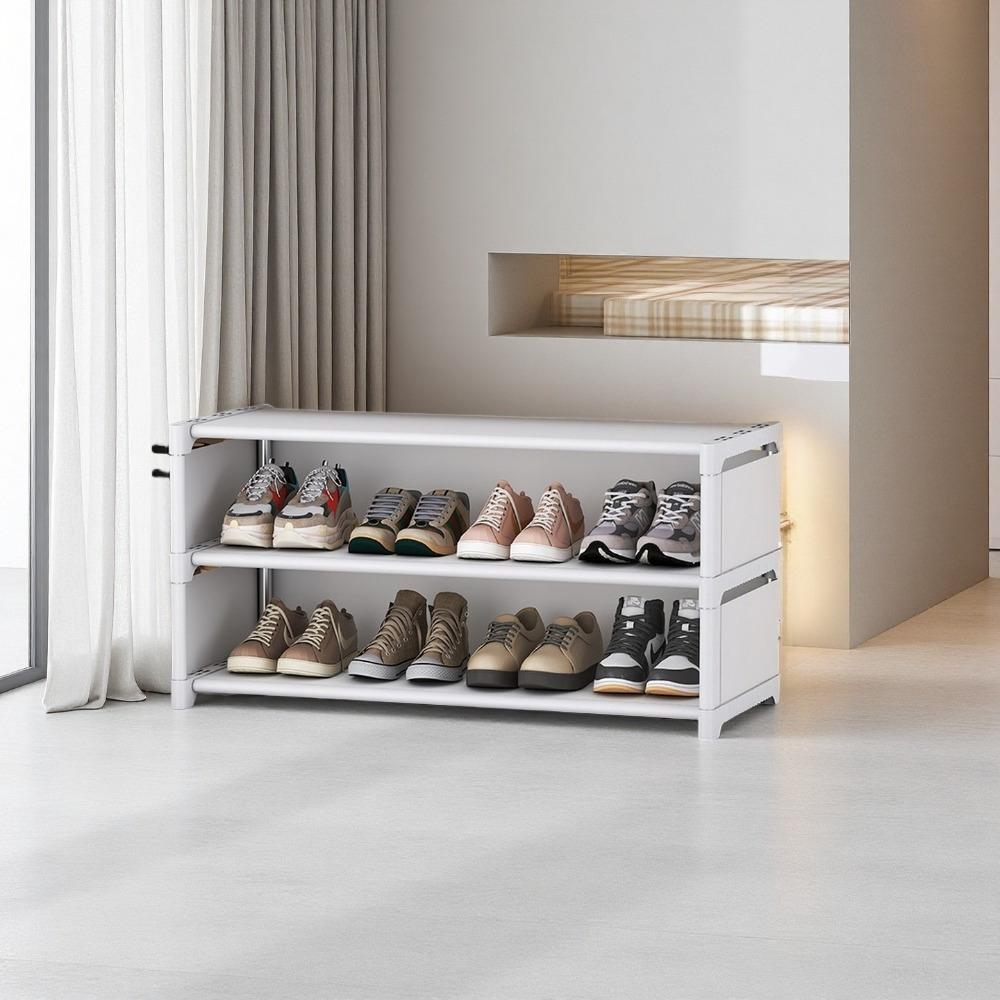 

3-ярусная пластиковая обувница большой вместимости на подошве кровати | Компактная стойка для хранения, Прямоугольная конструкция с несколькими отделениями, Легкий доступ