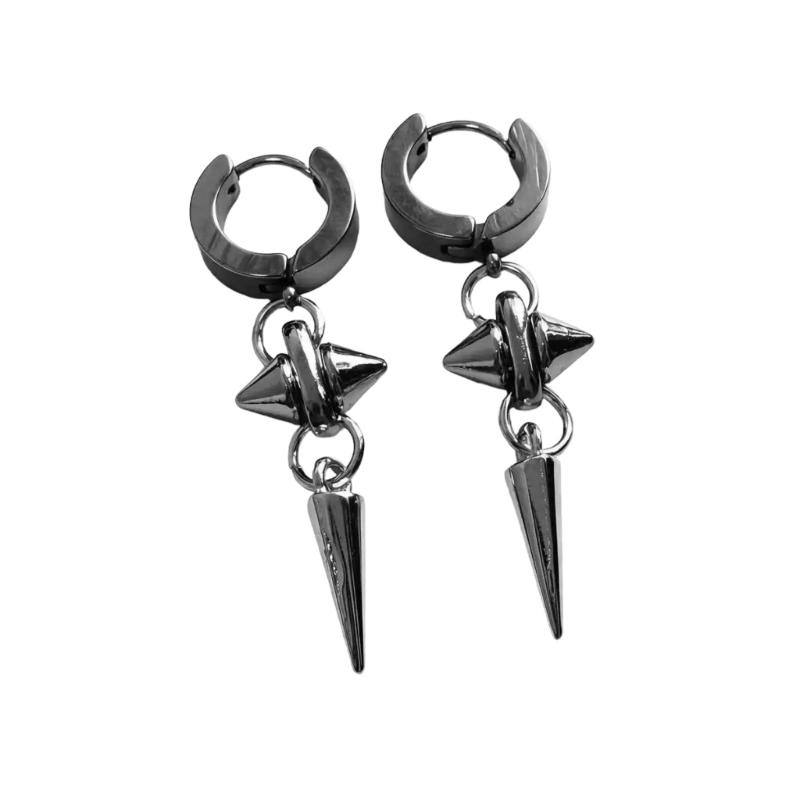 Stainless Steel Rivet Conical Studs Earrings Hip Hop Punk Style Ear Accessories for Daily Wear Parties