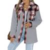 Women's Casual Fashion Lapel Single Breasted Contrast Plaid Plush Coat