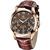 OLEVS Mens Watch Lightweight Wristwatch Waterproof Men - Analog Quartz Brown Gentlemen Date Day Chronograph