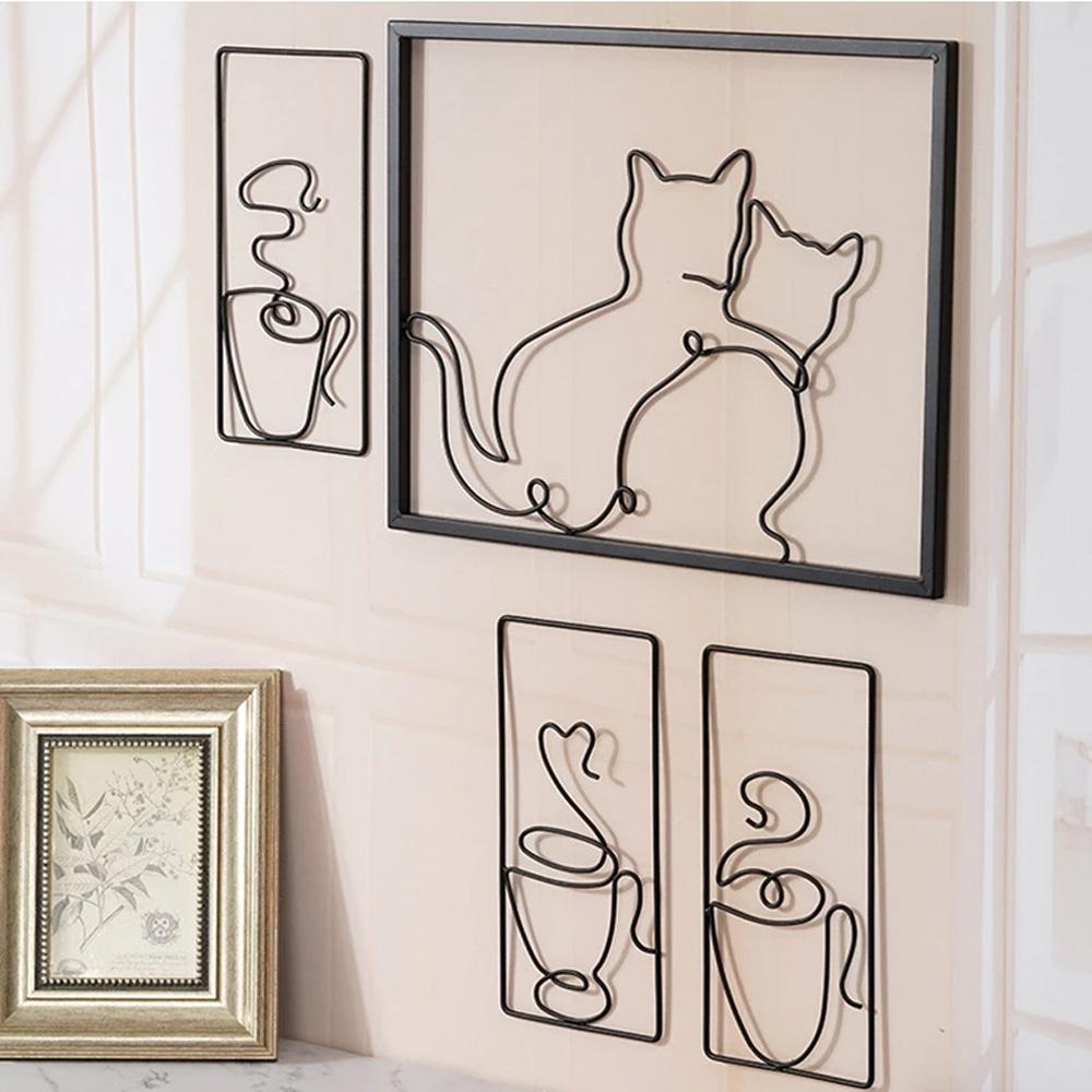 

Кошка Металл Настенное Искусство Украшения Абстрактное Кофе Железная Настенная Подвеска Современный Декор Комнаты Эстетический Творческий Декор Дома Настенные Выступы