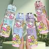 1PC Doll Tea Party Cute Cartoon Print 750ml Color Plastic Sports Water Bottle Leakproof Flip Straw Lid Suitable for Sports Office Home Use