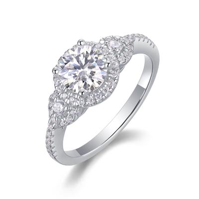 Fashion Temperament Ring Women'S Niche 925 Silver Ring 1 Carat Moissanite Ring