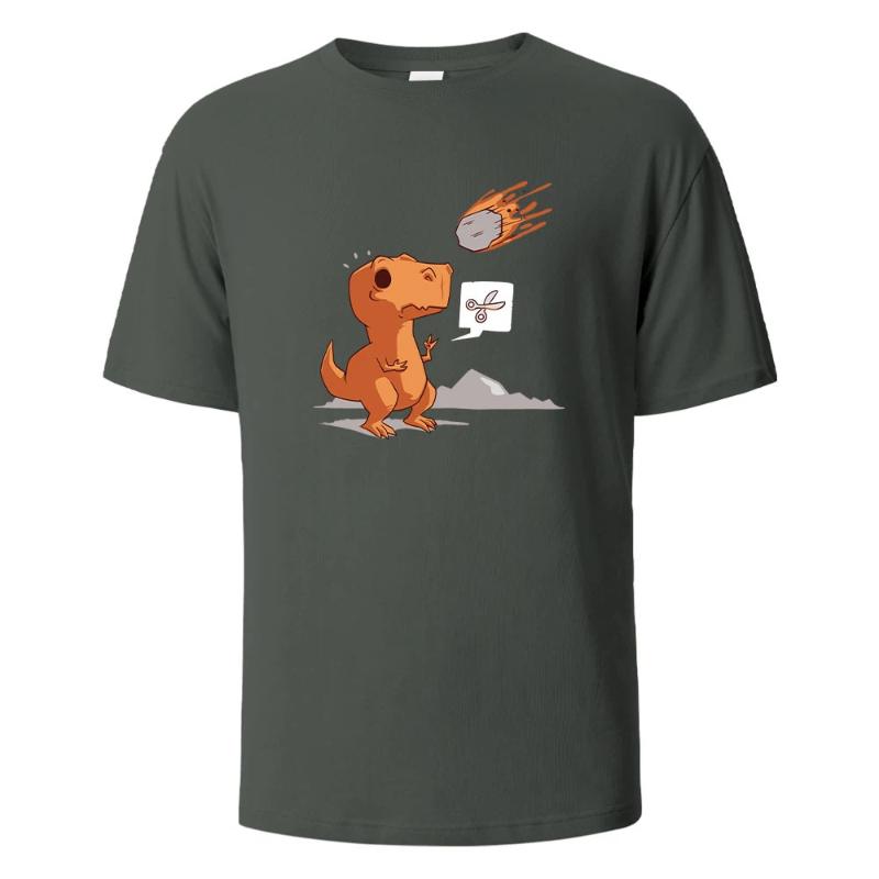 Dinosaurier und Meteorit Aufdruck Streetwear T-Shirt Lässige Kurzarm Oberteile Sommer T-Shirts Für Männer Frauen Baumwolle Rundhals Oversize